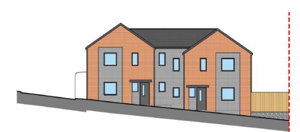 Lot: 53 - FREEHOLD SITE WITH PLANNING FOR EIGHT DWELLINGS - Units 1 & 2 Proposed North Elevation